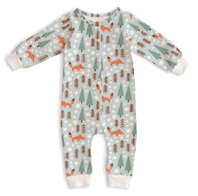 Load image into Gallery viewer, French Terry Jumpsuit-Pale Blue Foxes
