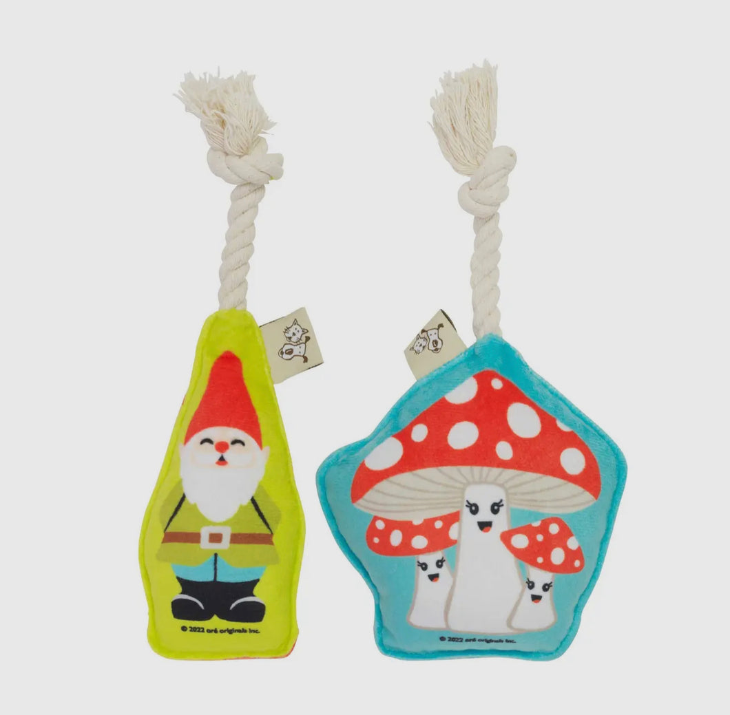 Mini Dog Toy Set-Gnome & Mushrooms