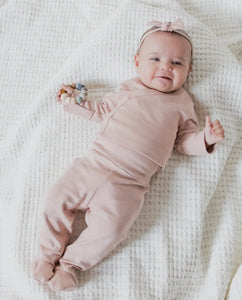 Organic Baby Kimono Wrap Top and
Footed Pant Set - Blush
