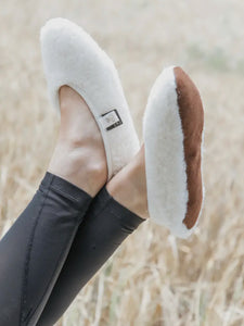Women’s 100% Wool Ballerina Slippers-Grey