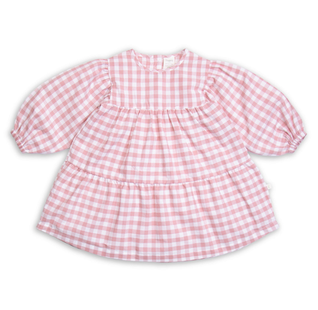 Organic Cotton Gingham Dress-Rose