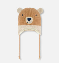 Load image into Gallery viewer, Peruvian Knit Hat-Tan Smiling Bear
