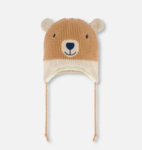 Peruvian Knit Hat-Tan Smiling Bear