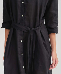 Linen Oval Dress-Black