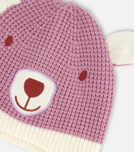 Peruvian Knit Hat-Smiling Bear Dusty Purple