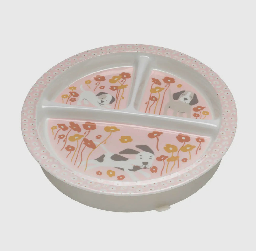 Divided Suction Plate-Puppies & Poppies