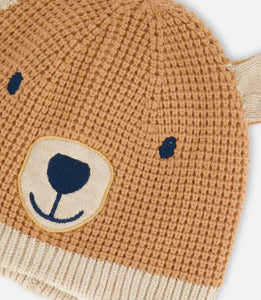 Peruvian Knit Hat-Tan Smiling Bear