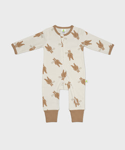 Cotton Long Sleeve Zipsuit-Bear Friend