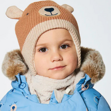 Load image into Gallery viewer, Peruvian Knit Hat-Tan Smiling Bear
