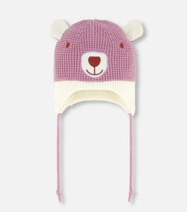 Peruvian Knit Hat-Smiling Bear Dusty Purple