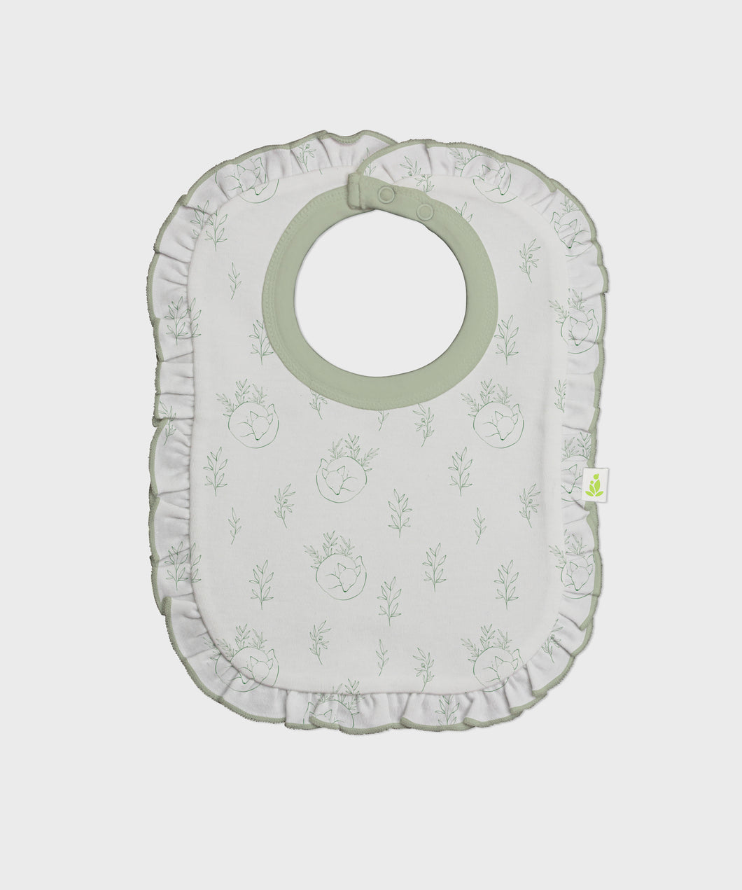 Cotton Reversible Frill Bib-Sleeping Fox