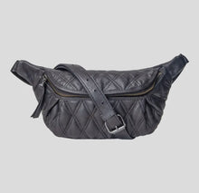 Load image into Gallery viewer, Leather Diamond Pattern Fanny Waist Bag-Black
