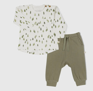 Organic Cotton Long Sleeve Top & Pant Set- Alpine