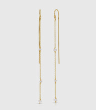 Load image into Gallery viewer, Chatoyant Herkimer Diamond Threader Earrings-14kt Gold Filled
