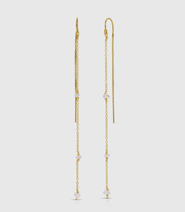 Chatoyant Herkimer Diamond Threader Earrings-14kt Gold Filled