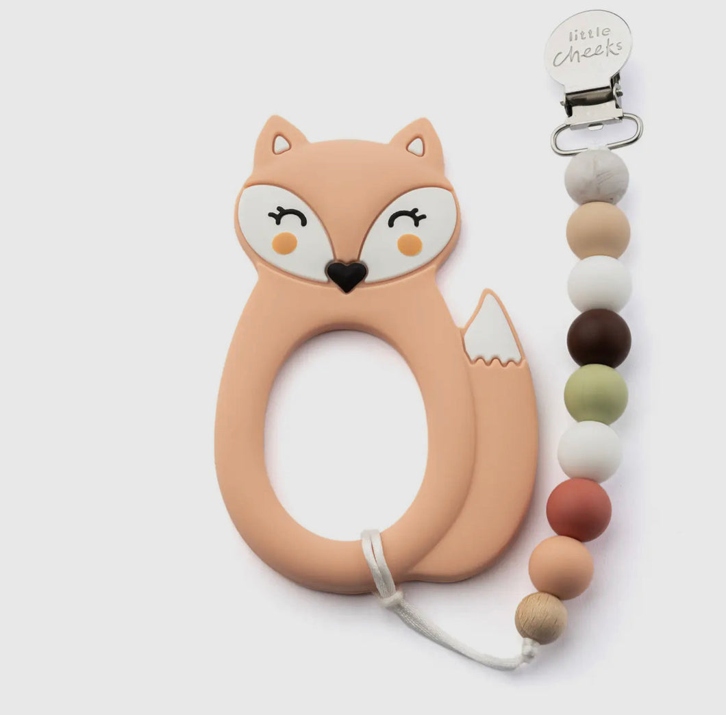 Fox Teether & Clip-Peach