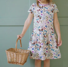 Load image into Gallery viewer, Girls Organic Cotton Short Sleeve Drop
Waist Dress-Botanical Floral
