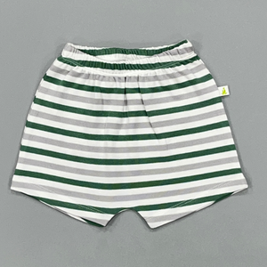 Cotton Shorts-Grey/Green Stripes