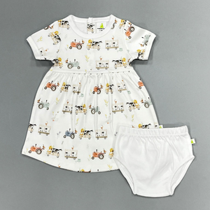 Short Sleeve Dress With Bloomers-Farmyard