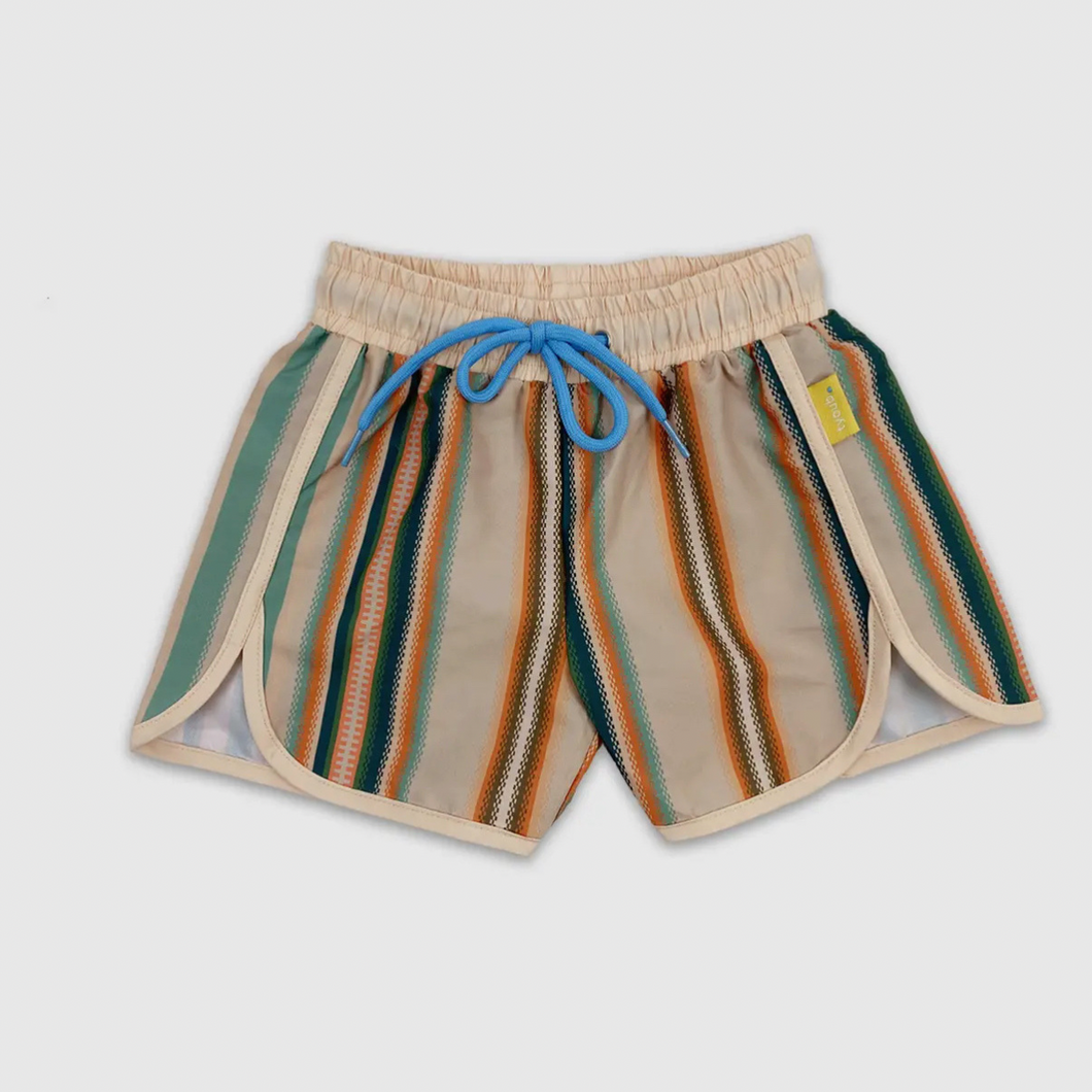 70's Style Swim Sports Shorts Serape Stripe