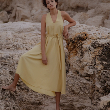 Load image into Gallery viewer, Mimosa Lyosell Sundress-Yellow/Sage Green/Navy
