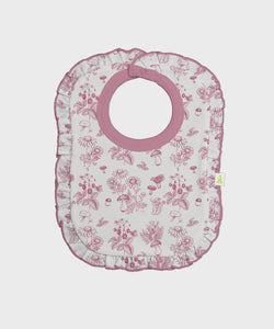 Cotton Reversible Frill Bib-Mushroom Garden