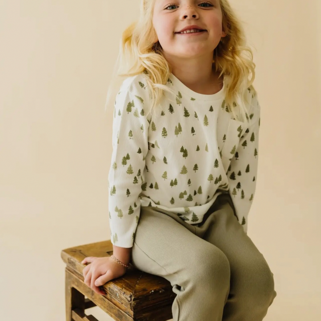 Organic Cotton Long Sleeve Top & Pant Set- Alpine