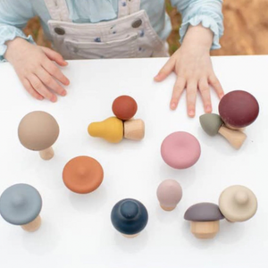 Montessori Mushroom Wood & Silicone Toy/Teething/Fine Motor