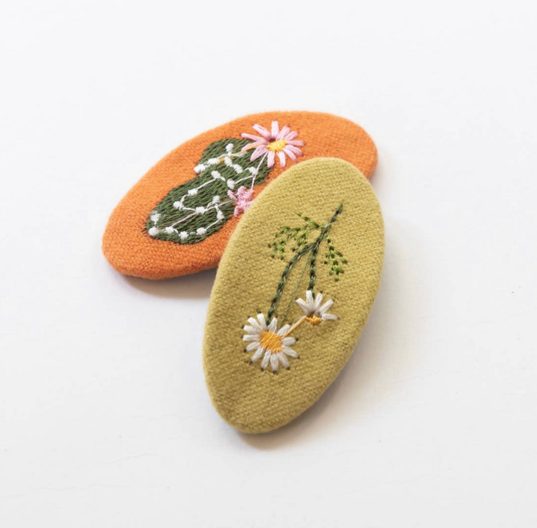 Vintage Embroidered Hair Clips