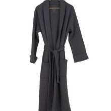 Load image into Gallery viewer, French Terry Quilted Robe-Charcoal Black
