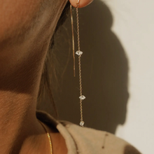 Load image into Gallery viewer, Chatoyant Herkimer Diamond Threader Earrings-14kt Gold Filled
