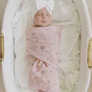 Stars Muslin Swaddle Blankets-Dusty Pink Or Brown