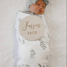 Load image into Gallery viewer, Green Leaves Bamboo Muslin Swaddle Blanket
